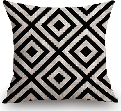 Swono Geometric Striped Black and White Diagonal Inclined Lines Throw Pillow - Image 5