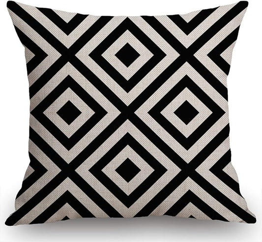 Swono Geometric Striped Black and White Diagonal Inclined Lines Throw Pillow by Swono