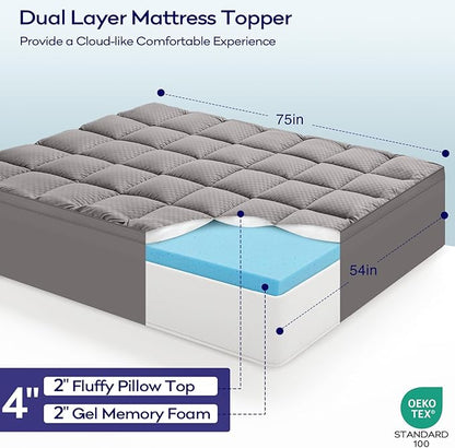 OLANLY Dual-Layer 4 Inch Full Size Memory Foam Mattress Topper - Image 2