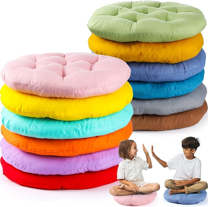 Fumete 12 Pcs Floor Pillows Cushions Seating 16 x 16 Inches Color Round Seat by Fumete