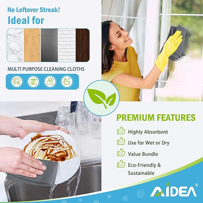 AIDEA Microfiber Cleaning Cloth Grey 50PK, Microfiber Towels - Image 6