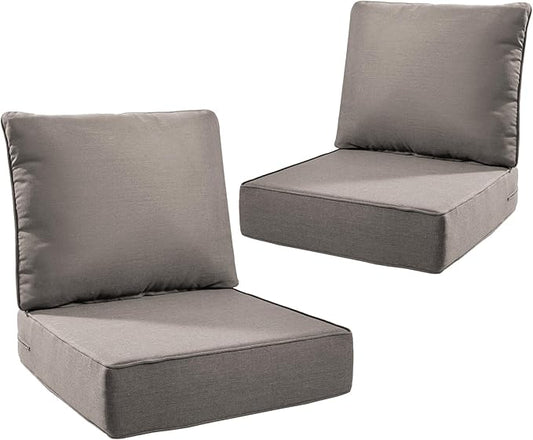 6" Thick Outdoor Cushions 24x24x6, 2-Set Deep Seat Patio Cushions by Pugire