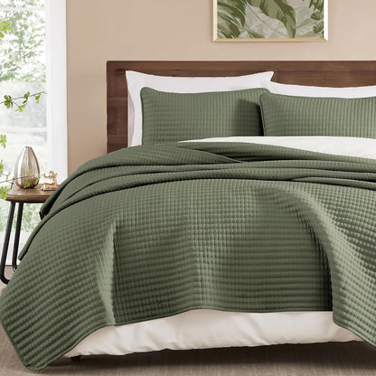king size quilt-lightweight bedspreads olive green king quilt, main product view