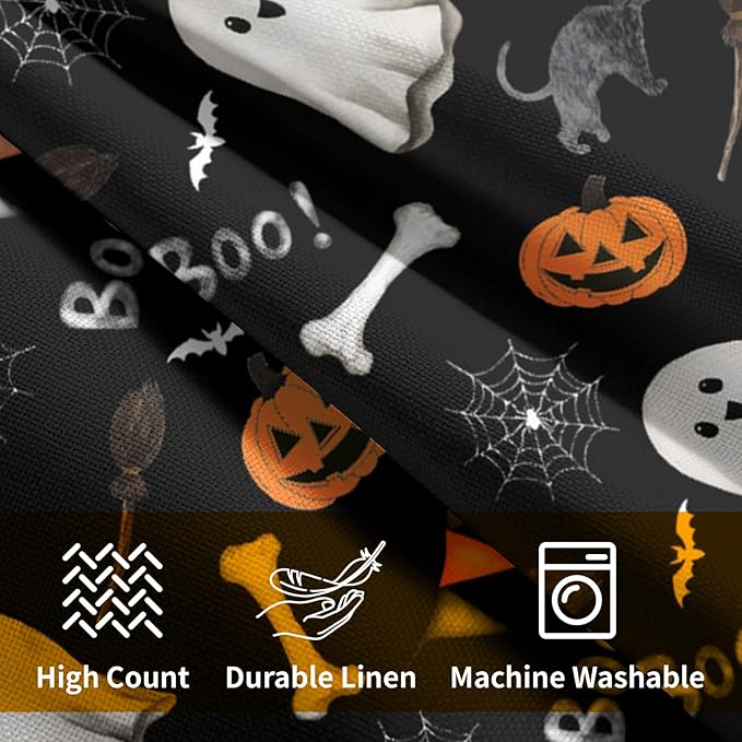 Halloween Throw Pillow Covers 20X20 Inch 2 Packs Boo Cute Ghost Orange Pumpkins - Image 4