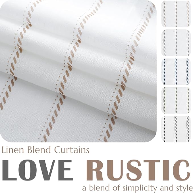 jinchan Nautical Valance Striped Linen Curtain 18 Inch Farmhouse Room Darkening - Image 3