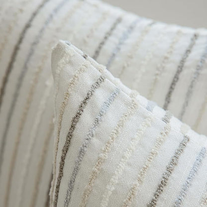 Set of 2 Multicolor Candlewick Striped Boho Throw Pillow Covers, Textured - Image 4
