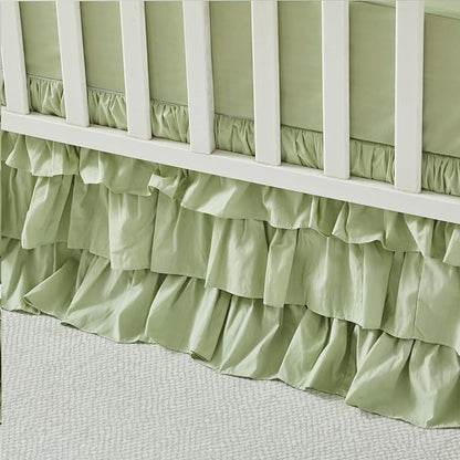 Brandream Crib Skirt Triple Layer Cotton Nursery Bed Skirt - Image 4