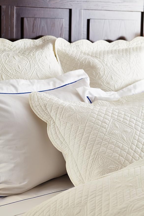 Calla Angel Sage Garden Luxury Pure Cotton Matelasse Quilted Pillow Sham - Image 3