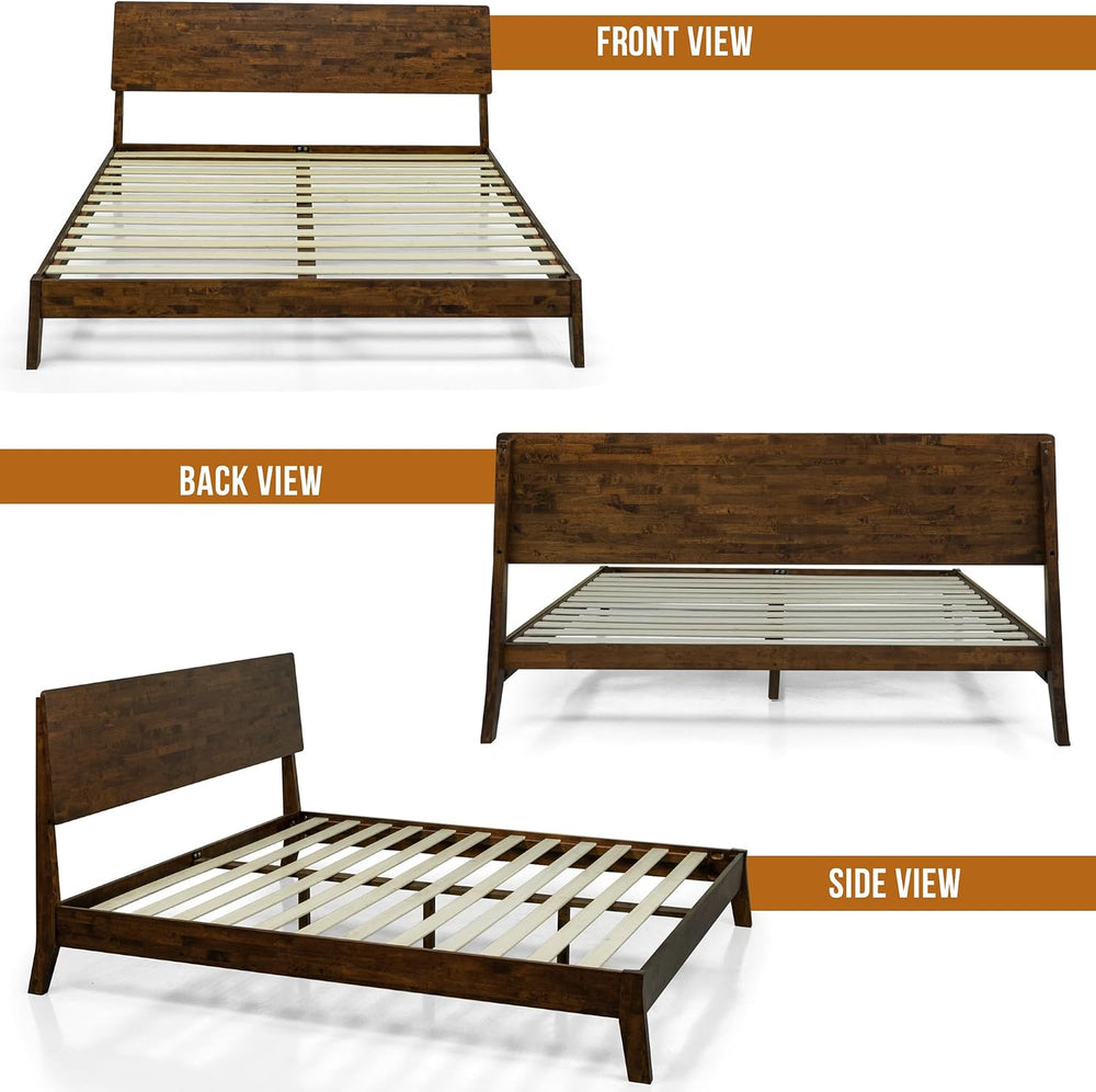 Acacia Serenity King Size Bed Frame, King Bed Frame with Headboard 800 lbs Ca...