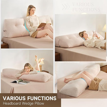 Z-hom Twin Headboard Pillow, Triangular Wedge Reading Pillow - Image 4