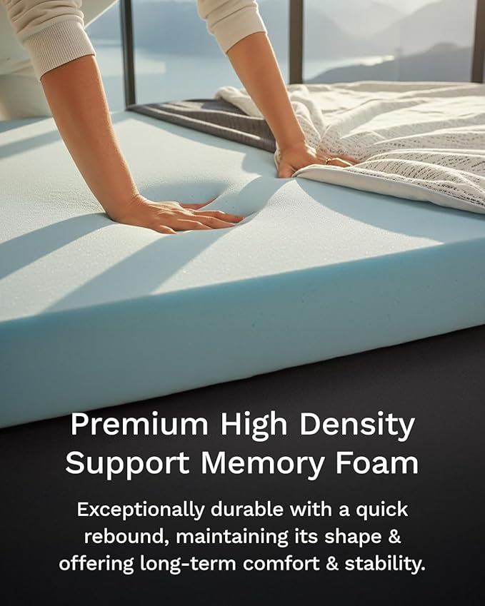 ViscoSoft 4 Inch Memory Foam Mattress Topper Short Queen - Image 3