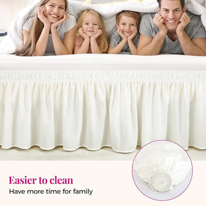 RIMELA Warm White Bed Skirt Queen 25 Inch Drop, Elastic Bed Skirts Queen Size - Image 5