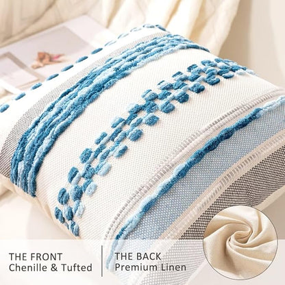 Boho Throw Pillow Covers 18x18 Set of 2 Farmhouse Decorative Cushion Case - Image 2