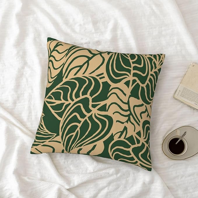 Tropical Green Plant Throw Pillow Covers 18x18 Inch Set of 2 Summer Sage Green - Image 5