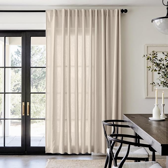 jinchan Linen Blend Curtain 84 inch Length 1 Panel by JINCHAN
