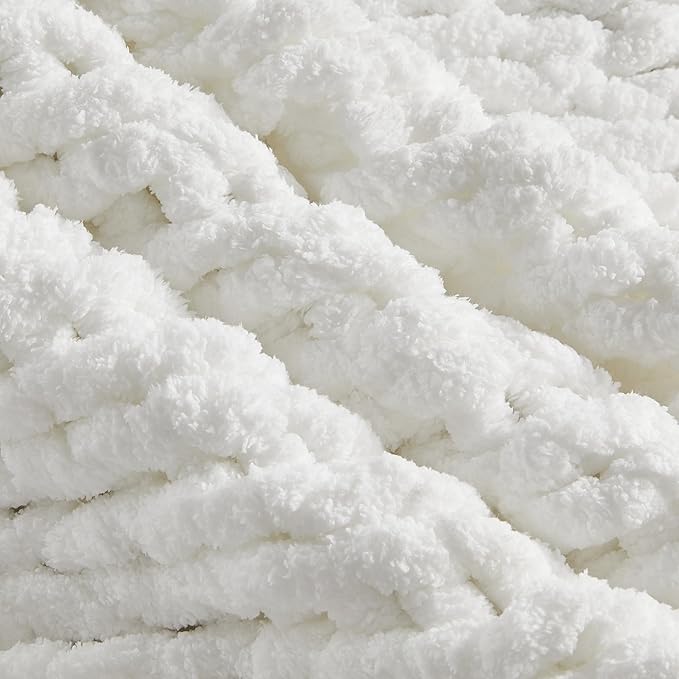Carriediosa Chunky Knit Throw Blanket 50" X 60", 100% Hand Made Large Chenille - Image 7