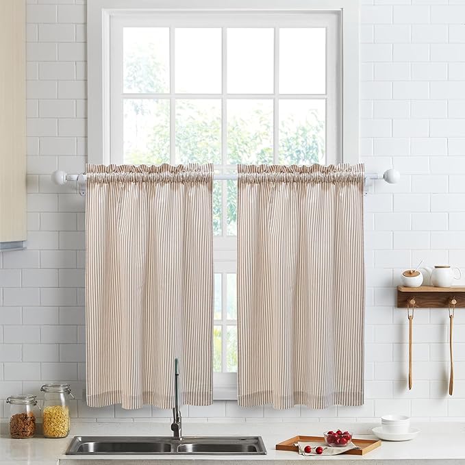 July Joy Cotton Tier Curtains 36 Inches Long Country Kitchen Curtains Rod Pocket by JulyJoyColorfulHomeCurtains