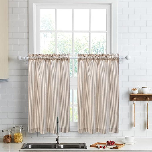 July Joy Cotton Tier Curtains 36 Inches Long Country Kitchen Curtains Rod Pocket by JulyJoyColorfulHomeCurtains