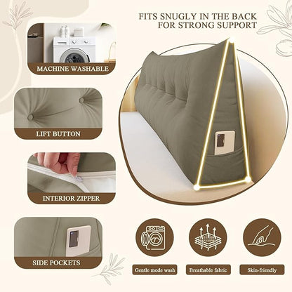 Headboard Pillow King, Large Triangular Wedge Headboard Pillow - Image 5