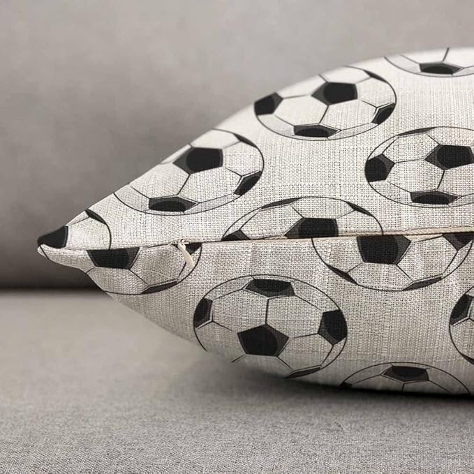 TKS MITLAN Sport Football Pattern Pillow Cover 12x20 inch Black White Soccer - Image 3