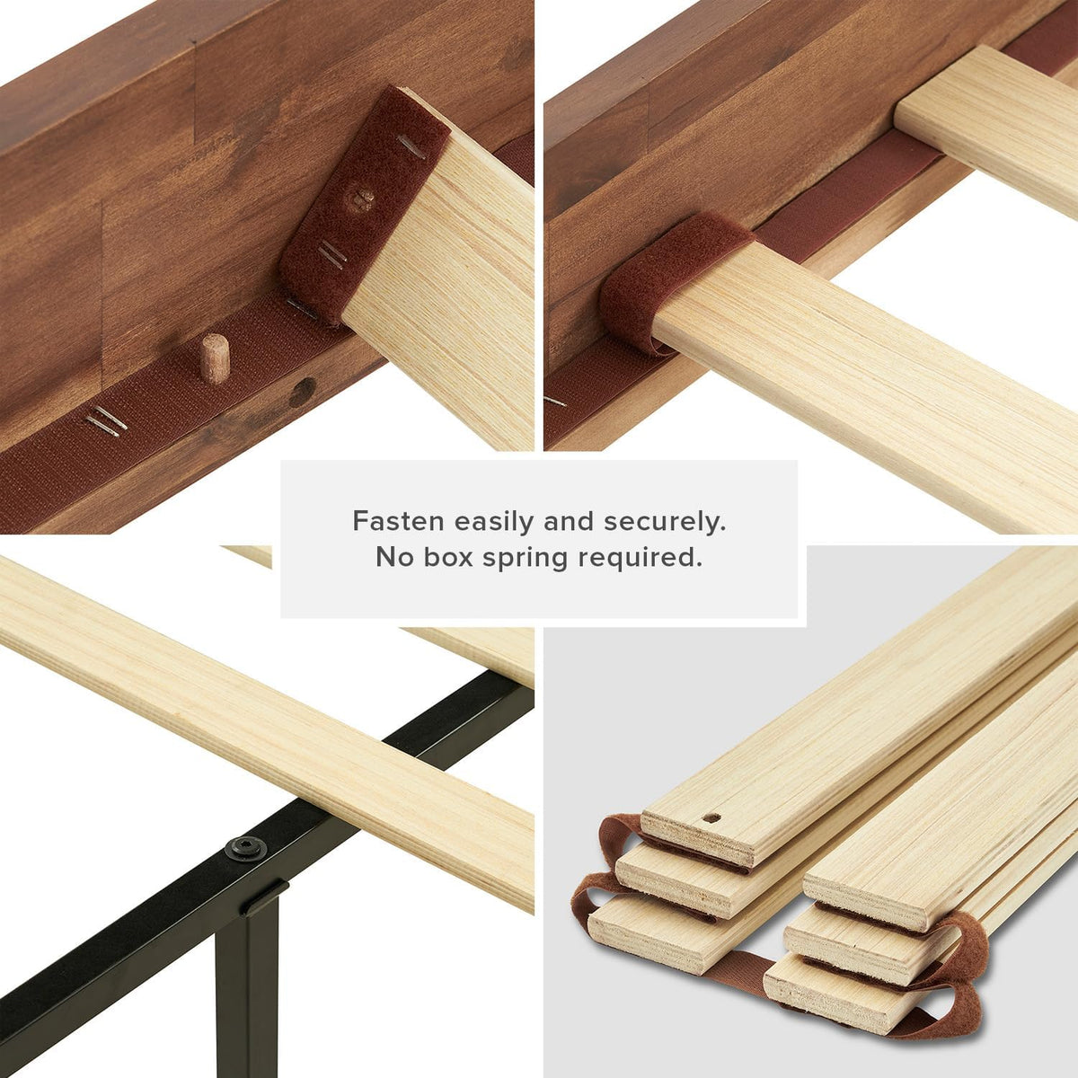 mopio ted full bed frame, headboard, platform bed showing dimensions