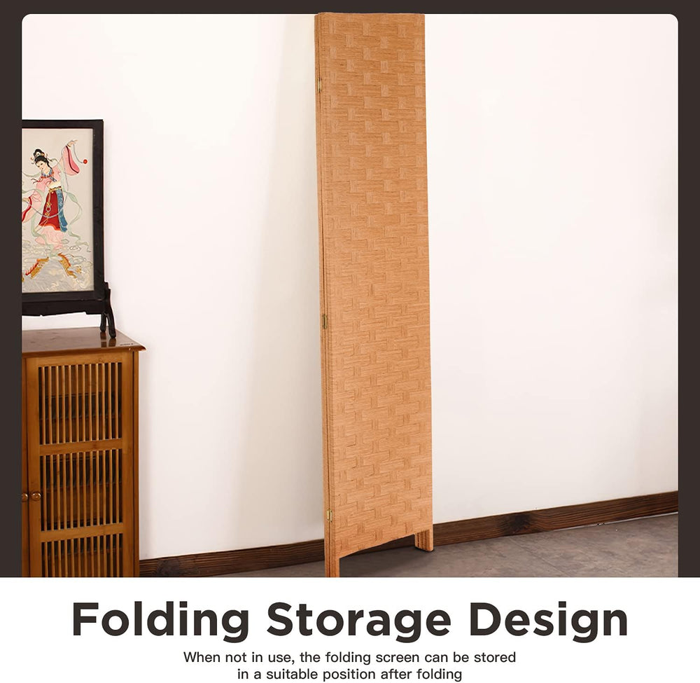 FDW 4-Panel Folding Room Divider | 6ft, Natural | Light & Portable