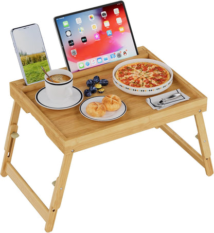 artmeer adjustable bamboo bed tray table with device, main product view