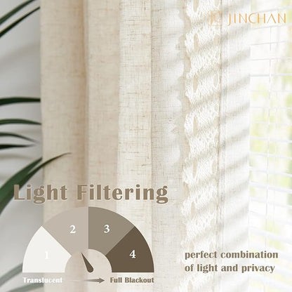 jinchan Linen Curtains for Living Room Bedroom Light Filtering Semi Sheer - Image 6