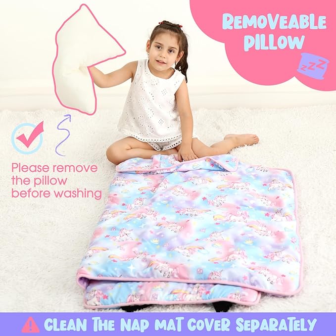 ACRABROS Toddler Nap Mat with Pillow and Blanket, Extra Large Rolled Napping - Image 5