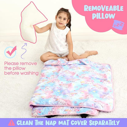 ACRABROS Toddler Nap Mat with Pillow and Blanket, Extra Large Rolled Napping - Image 5