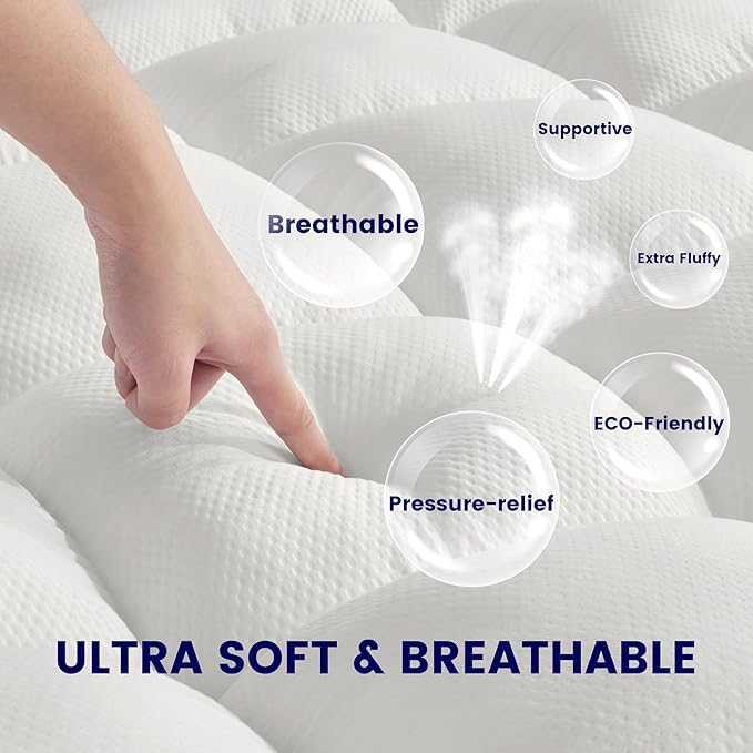 SLEEP ZONE Mattress Topper, Extra Thick Fitted Mattress Pad - Image 4