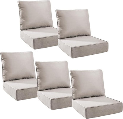 6" Thick Outdoor Cushions 24x24x6, 5-Set Deep Seat Patio Cushions by Pugire