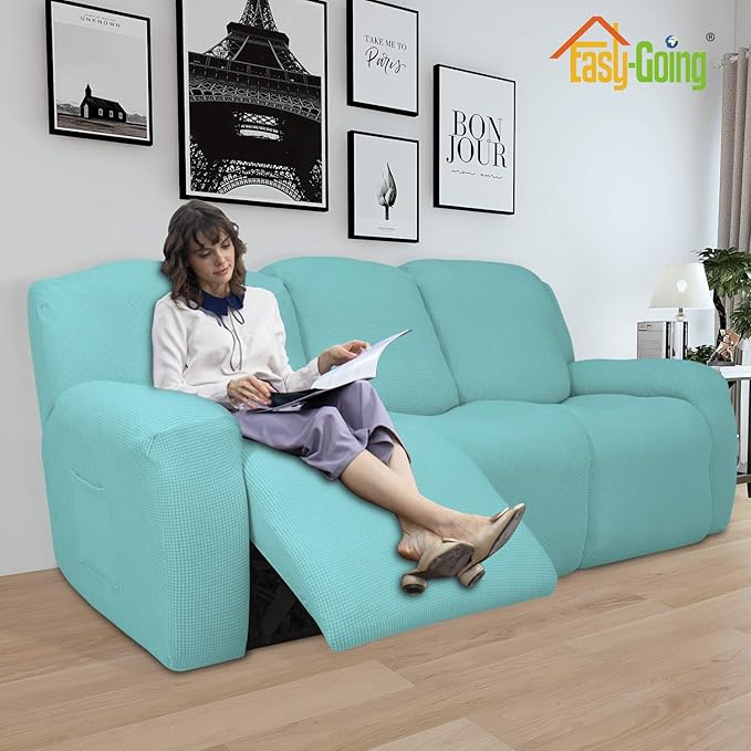 Easy-Going 8 Pieces Recliner Sofa Stretch Sofa Slipcover Sofa Cover Furniture - Image 2