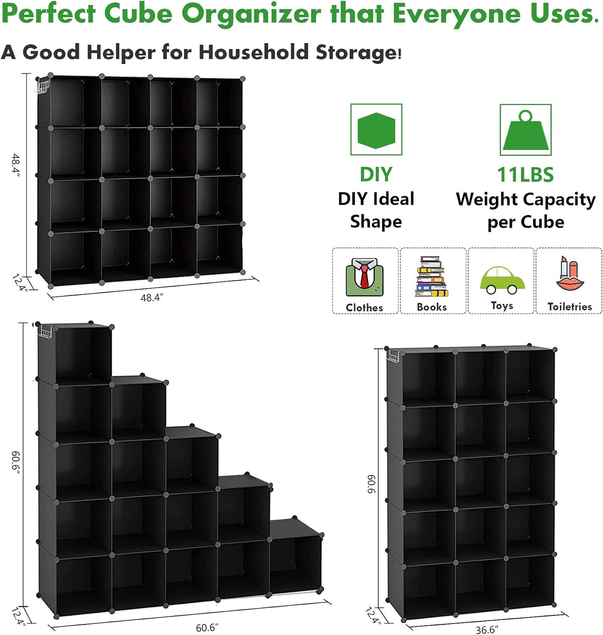 c&ahome 16 cube storage organizer cube shelves units, close-up detail