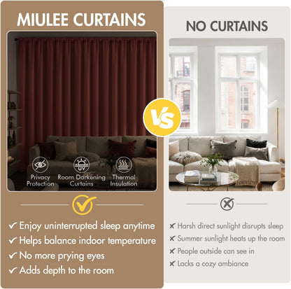 miulee fall decor terracotta blackout bedroom curtains 63", front angle view