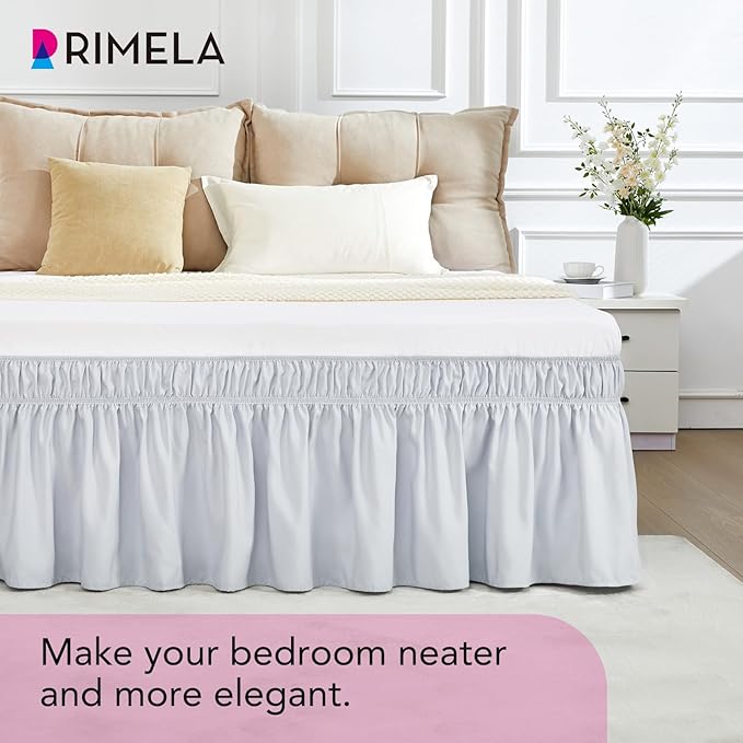 RIMELA Ice Grey Bed Skirt Queen Size 18 Inch Drop, Elastic Bed Skirting - Image 6
