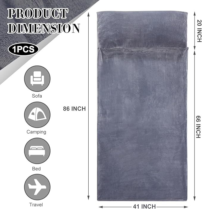Flannel Sleeping Bag Liner for Adult, Flannel Fluffy Sheet & Camping Sheet for - Image 2
