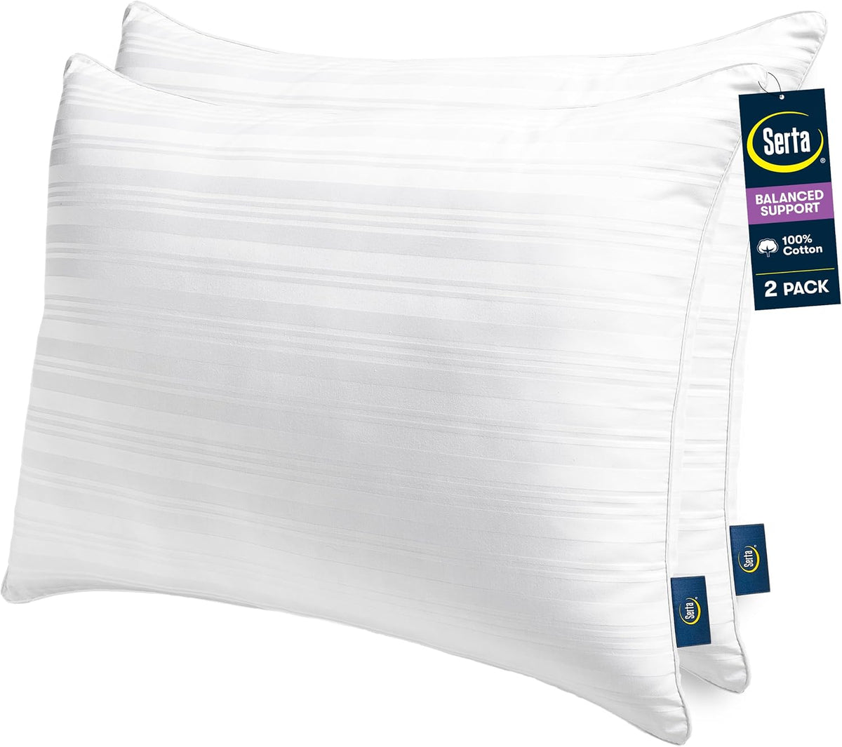 serta down illusion balanced support cotton pillows,standard/queen (2 shown in use
