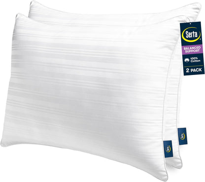 serta down illusion balanced support cotton pillows,standard/queen (2 shown in use
