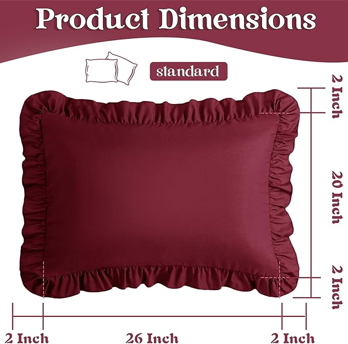 KKJIAF Ruffle Pillow Cases Standard Size Set of 2, Ruffled Pillow Covers - Image 3