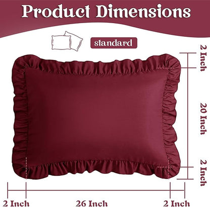 KKJIAF Ruffle Pillow Cases Standard Size Set of 2, Ruffled Pillow Covers - Image 3