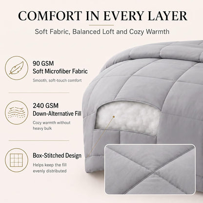 cozylux twin xl comforter set grey - 5, close-up detail