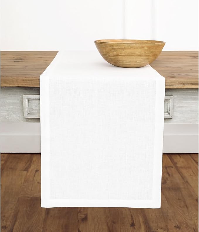 Solino Home Linen White Table Runner 90 Inches Long by SolinoHome