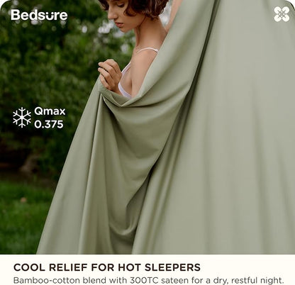 Bedsure Cooling Sheets, Rayon Derived from Bamboo & Cotton Blend, GentleSoft - Image 2