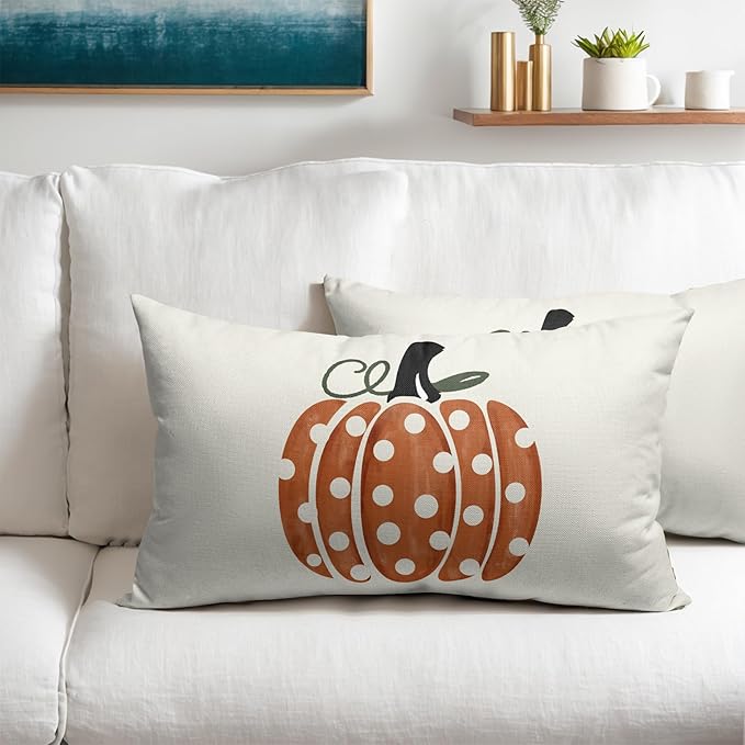 Fall Pumpkin Throw Pillow Cover 20X12 Inch Set of 2 Autumn Orange Pumpkin - Image 5