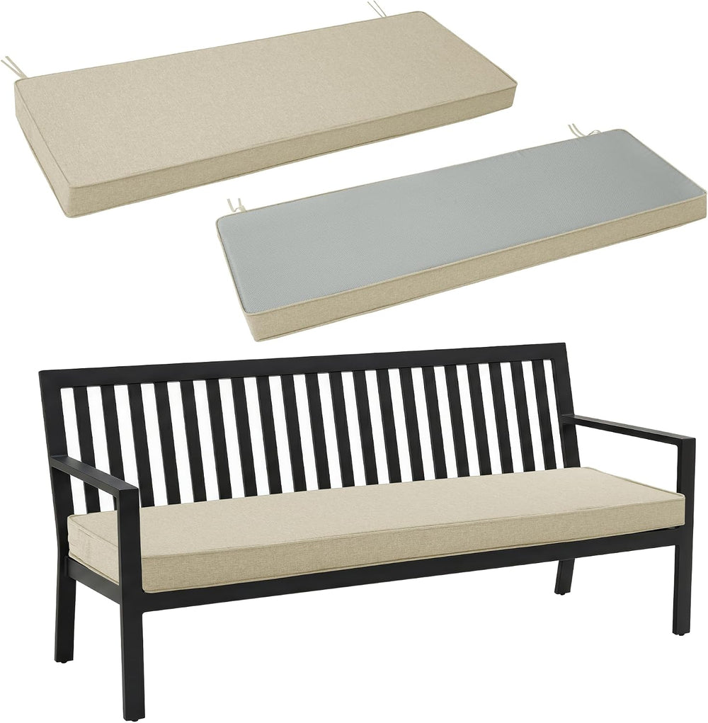 Outdoor Bench Cushion, 48 x 16 Inch, Beige