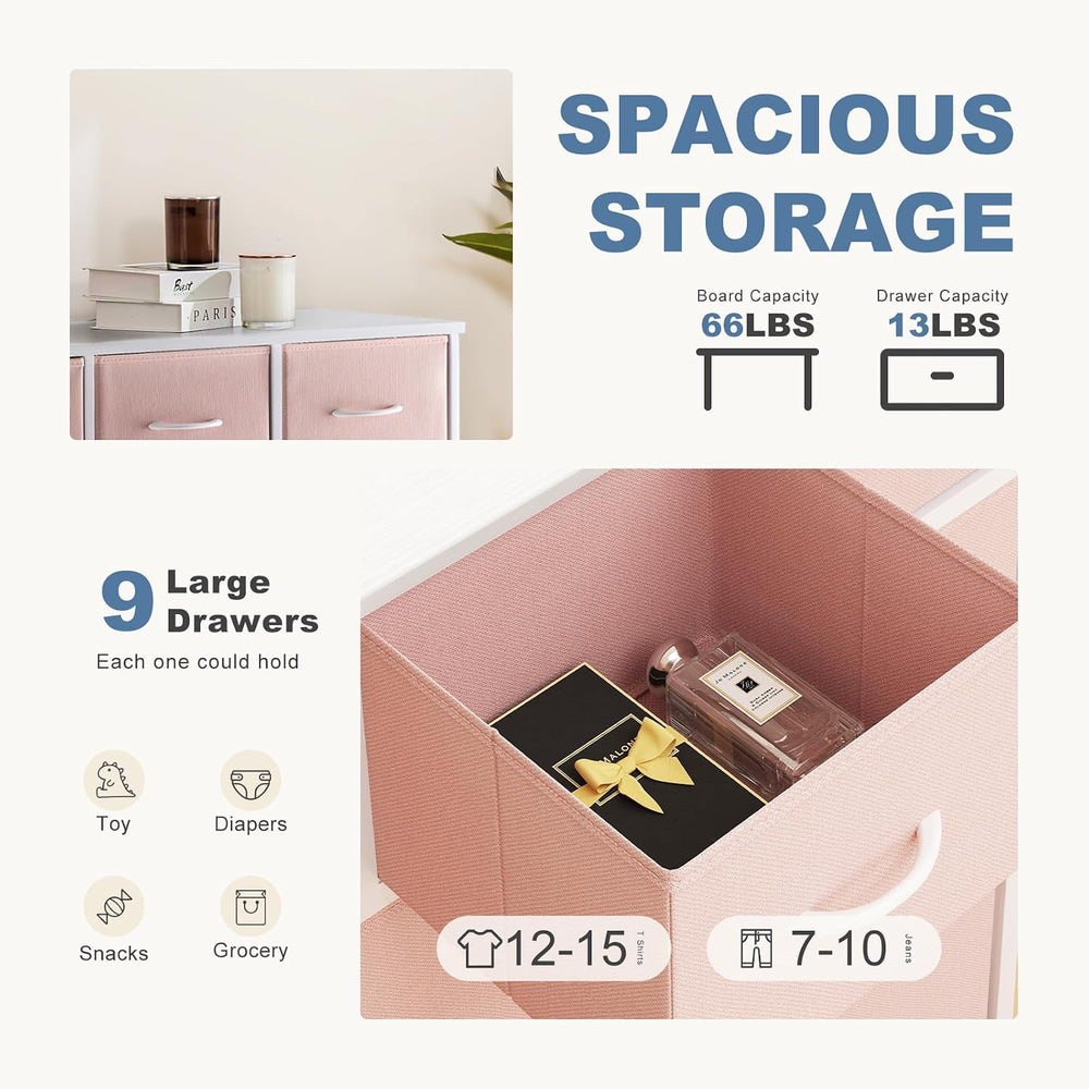 DUMOS 9 Drawer Dresser for Bedroom, Storage Organizer Chest of Drawers
