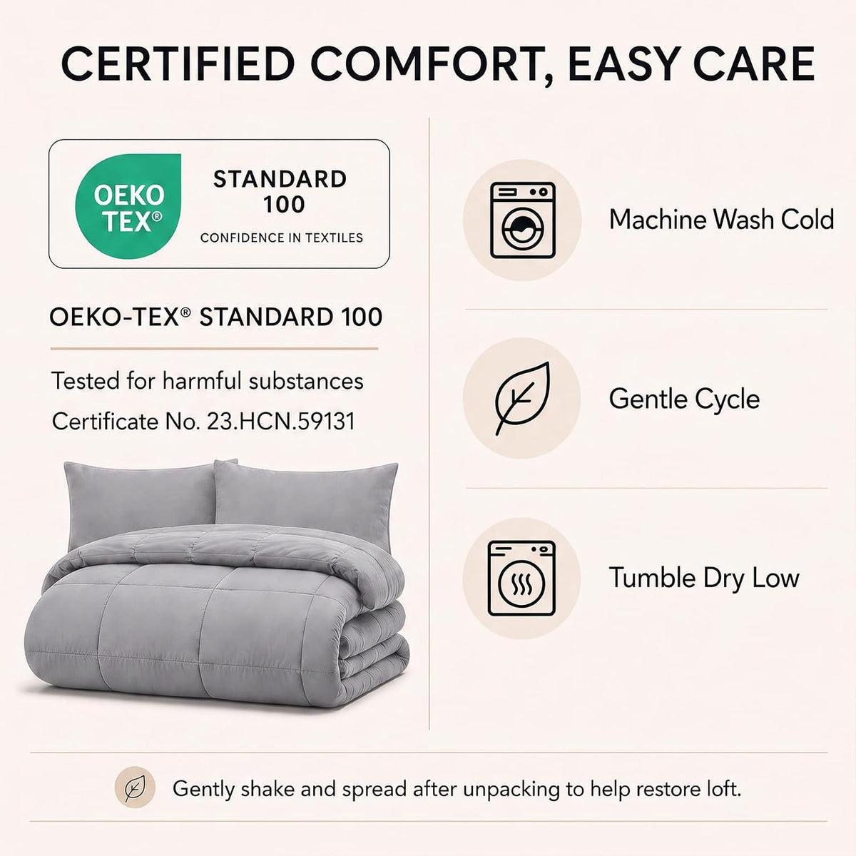 cozylux twin xl comforter set grey - 5, package contents