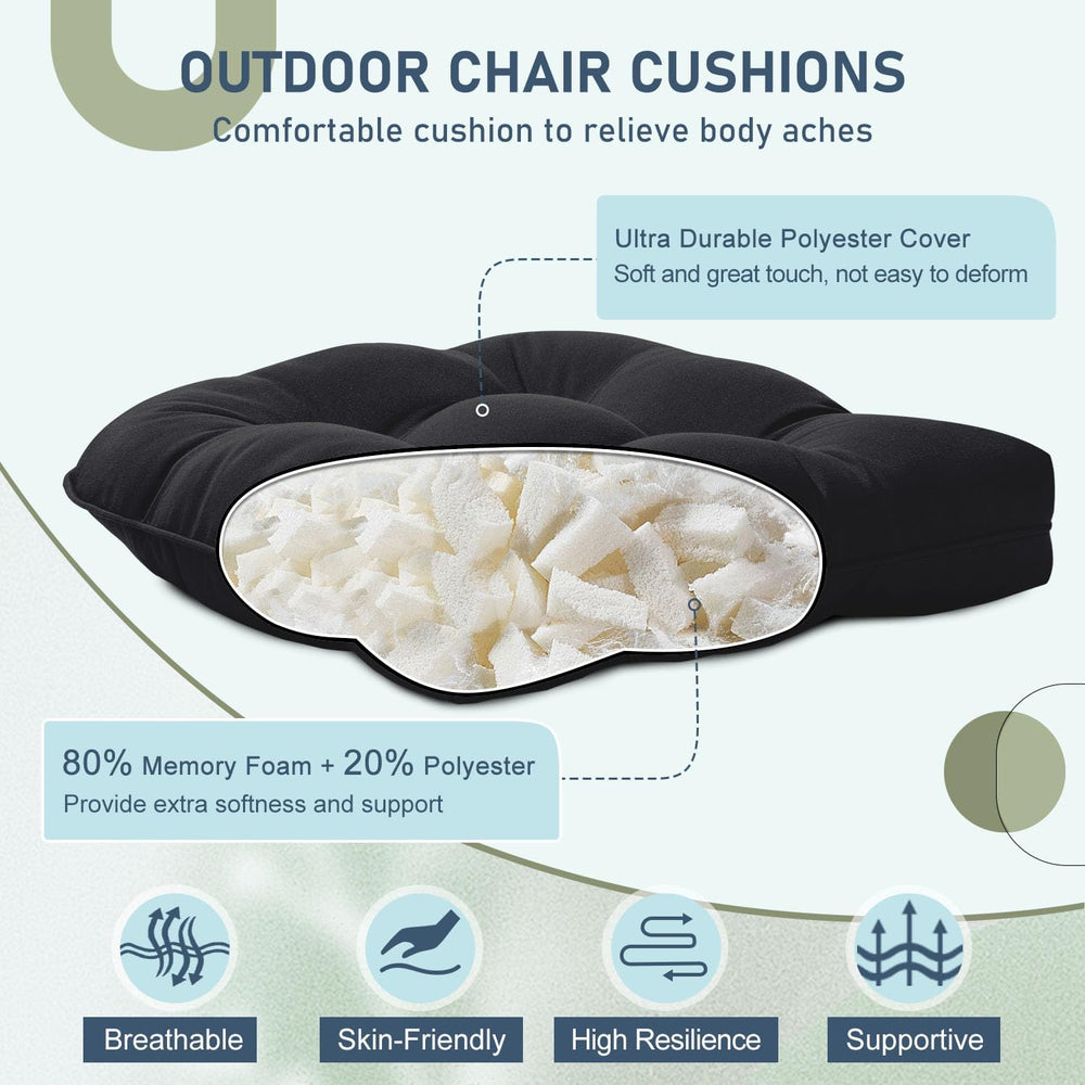 downluxe Outdoor Chair Cushions Set of 4 for Patio Furniture, Water Resistant...