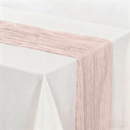 BALCONY & FALCON 2 Pack Pink Cheesecloth Table Runner 10FT 120 Inch Rustic & - Image 5